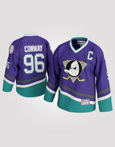 Charlie Conway #96 Mighty Ducks Purple Hockey Jersey